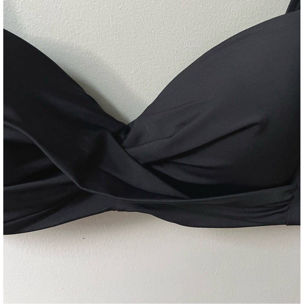 Lands End Swim Twist Wrap Front Bikini Top Womens 8 Black Underwire NWOT - Picture 4 of 11
